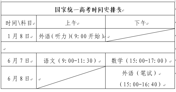 2021山东高考时间安排表