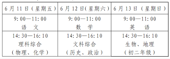 2021广安中考时间