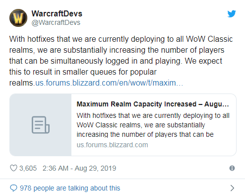 魔兽世界怀旧服人气依旧 官方宣布增加服务器人数上限
