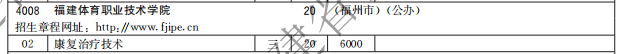 福建体育职业技术学院2021高职分类招生计划
