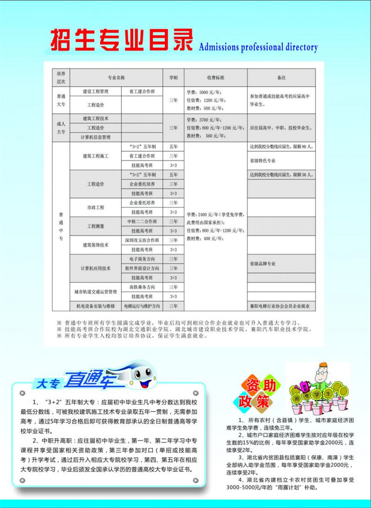 2018湖北省工业建筑学校招生计划及简章