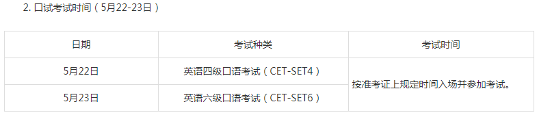 内蒙古2021上半年英语四六级口试时间