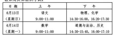 2021德州中考时间及考试科目安排