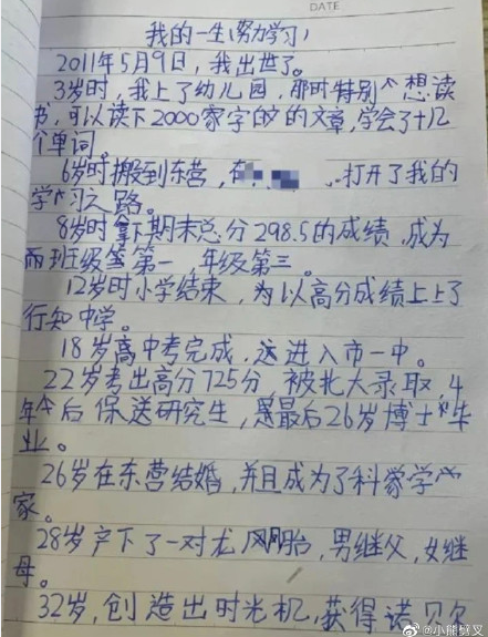 小朋友给自己安排的一生