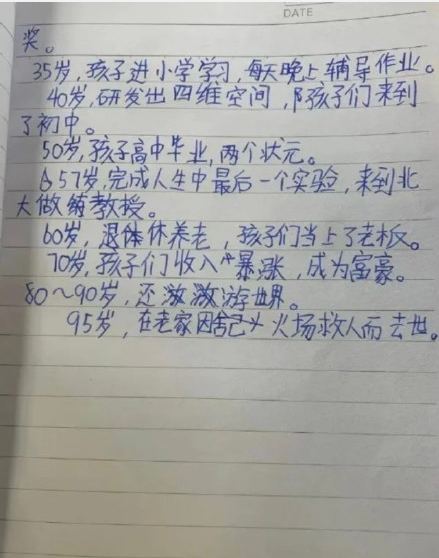 小朋友给自己安排的一生