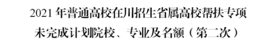 四川2021国家专项计划第三次征集志愿计划