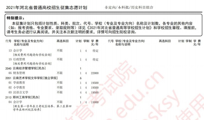 2021河北高考本科批征集志愿计划（历史）9.jpg