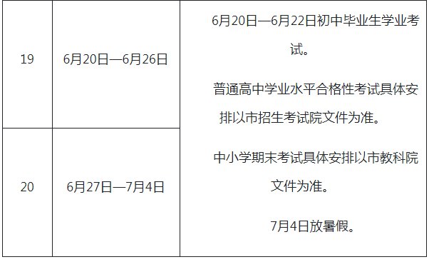 2021-2022十堰中小学校历 暑假放假时间