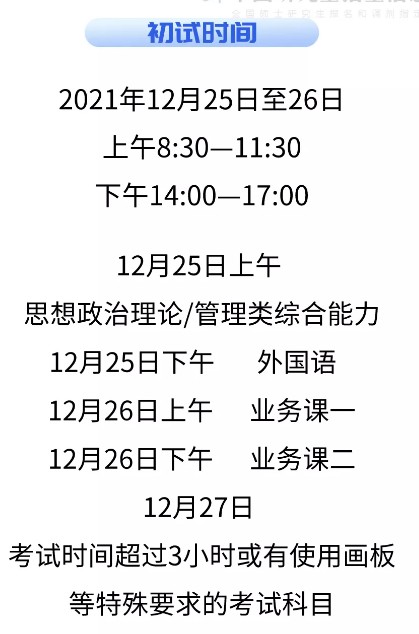 2022考研初试考试内容