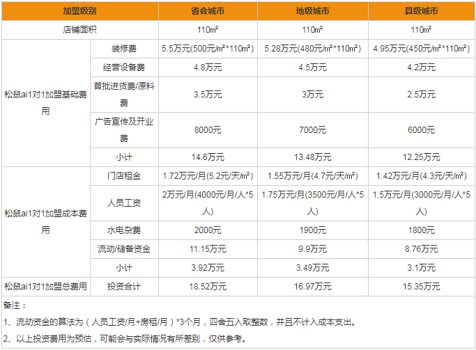 松鼠ai1对1加盟需要多少钱