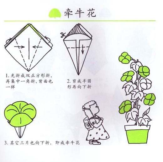 儿童折纸：牵牛花的手工折法!