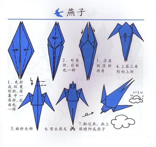 儿童折纸小燕子 小燕子的手工折法