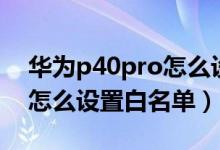 华为p40pro怎么设置白名单（华为p50pro怎么设置白名单）