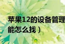 苹果12的设备管理在哪（苹果12设备管理功能怎么找）