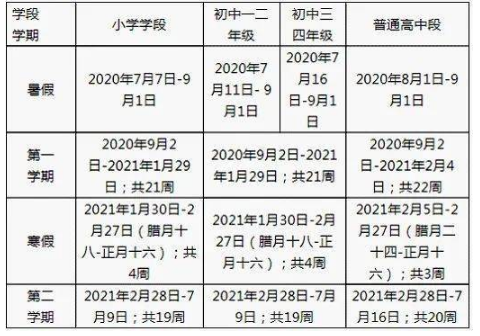 2021淄博中小学寒假放假时间