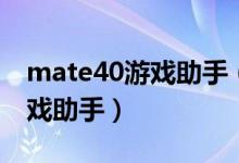 mate40游戏助手（华为mate40如何启用游戏助手）