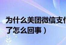 为什么美团微信支付不了了（美团微信支付不了怎么回事）