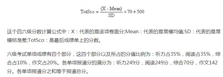 英语六级按比例还是实际分数