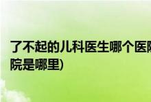 了不起的儿科医生哪个医院拍的(了不起的儿科医生拍摄的医院是哪里)