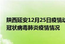 陕西延安12月25日疫情动态消息：陕西延安昨日24号新型冠状病毒肺炎疫情情况