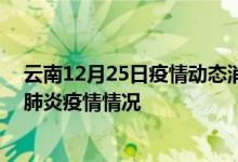 云南12月25日疫情动态消息：云南昨日24号新型冠状病毒肺炎疫情情况