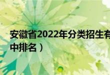 安徽省2022年分类招生有哪些学校（2022安徽十大重点高中排名）