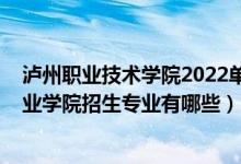 泸州职业技术学院2022单招淘汰率（2022泸州医疗器械职业学院招生专业有哪些）