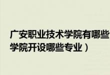 广安职业技术学院有哪些专业2020（2022年广安职业技术学院开设哪些专业）