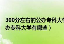 300分左右的公办专科大学全国（2022高考300分左右的公办专科大学有哪些）