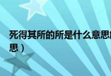 死得其所的所是什么意思解释一下（死得其所的所是什么意思）