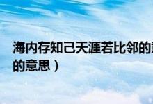 海内存知己天涯若比邻的意思视频（海内存知己天涯若比邻的意思）