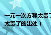 一元一次方程太贵了是什么梗（一元一次方程太贵了的出处）