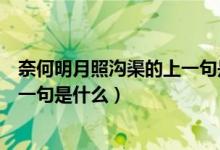 奈何明月照沟渠的上一句是什么意思（奈何明月照沟渠的上一句是什么）