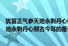 犹留正气参天地永剩丹心照古今是赞扬谁的（犹留正气参天地永剩丹心照古今写的是谁及简介）