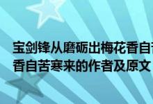 宝剑锋从磨砺出梅花香自苦寒来文章（宝剑锋从磨砺出梅花香自苦寒来的作者及原文）