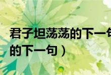 君子坦荡荡的下一句的拼音是啥（君子坦荡荡的下一句）