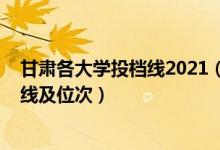 甘肃各大学投档线2021（2022双一流大学在甘肃投档分数线及位次）