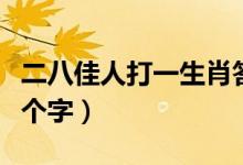 二八佳人打一生肖答案是什么（二八佳人打一个字）