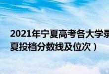 2021年宁夏高考各大学录取分数线（2022双一流大学在宁夏投档分数线及位次）