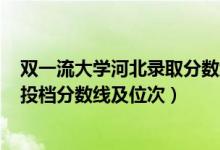 双一流大学河北录取分数线2020（2022双一流大学在河北投档分数线及位次）