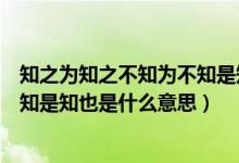 知之为知之不知为不知是知也的意思（知之为知之不知为不知是知也是什么意思）