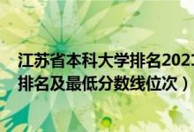 江苏省本科大学排名2021最新排名（2022年江苏本科大学排名及最低分数线位次）