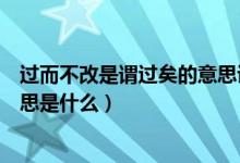 过而不改是谓过矣的意思讲解视频（过而不改是谓过矣的意思是什么）