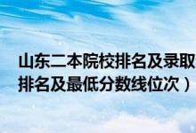 山东二本院校排名及录取分数2020（2022年山东二本大学排名及最低分数线位次）