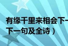 有缘千里来相会下一句翻译（有缘千里来相会下一句及全诗）