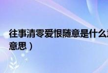 往事清零爱恨随意是什么意思啊（往事清零爱恨随意是什么意思）