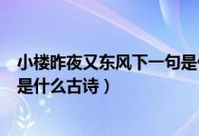 小楼昨夜又东风下一句是什么古诗（小楼昨夜又东风下一句是什么古诗）