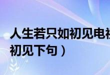 人生若只如初见电视剧免费观看（人生若只如初见下句）