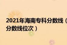 2021年海南专科分数线（2022年海南专科院校排名及最低分数线位次）