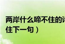 两岸什么啼不住的诗句（古诗两岸什么声啼不住下一句）